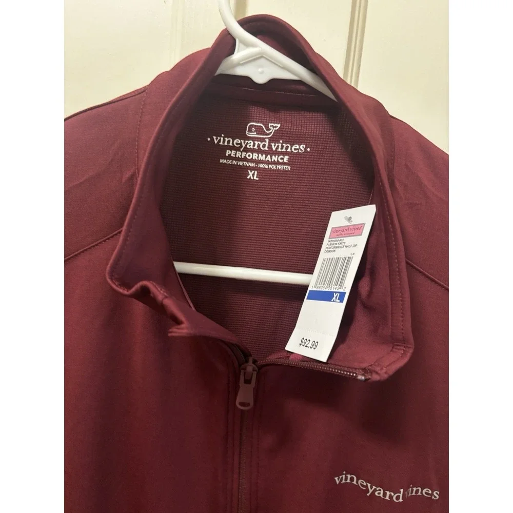 Vineyard Vines‎ Mens Performance Half Zip Pullover Crimson Red XL 1K000098-603